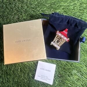 NIB Estee Lauder 2009 Jeweled Lantern Solid Perfume Compact Pure White Linen NEW